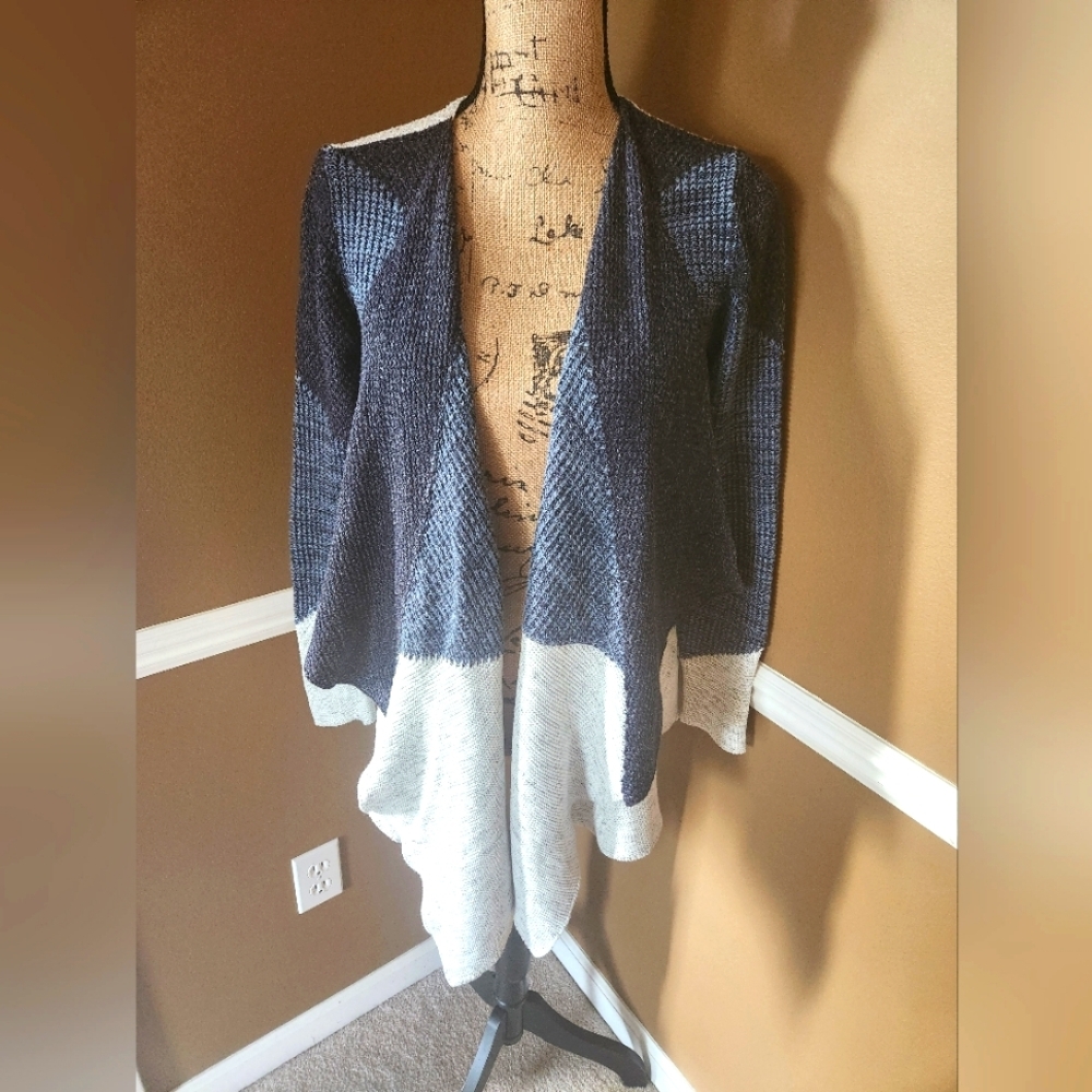 Women's Desigual Navy and Gray Open Front Cardigan Sm